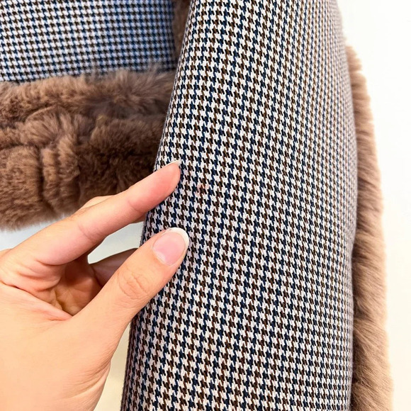 Opening Ceremony Reversible Faux Fur Houndstooth Short Preppy Classic Coat XS - Picture 3 of 10